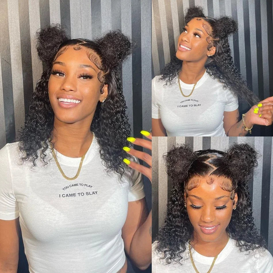 Glueless Wigs Short Bob Wigs Kiny Curly Lace Front Human Hair Wigs 13x4 Mareeyama Moments.