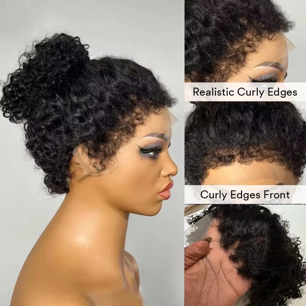 Short Bob Kinky Curly Human Hair Frontal Wig Mareeyama Moments.
