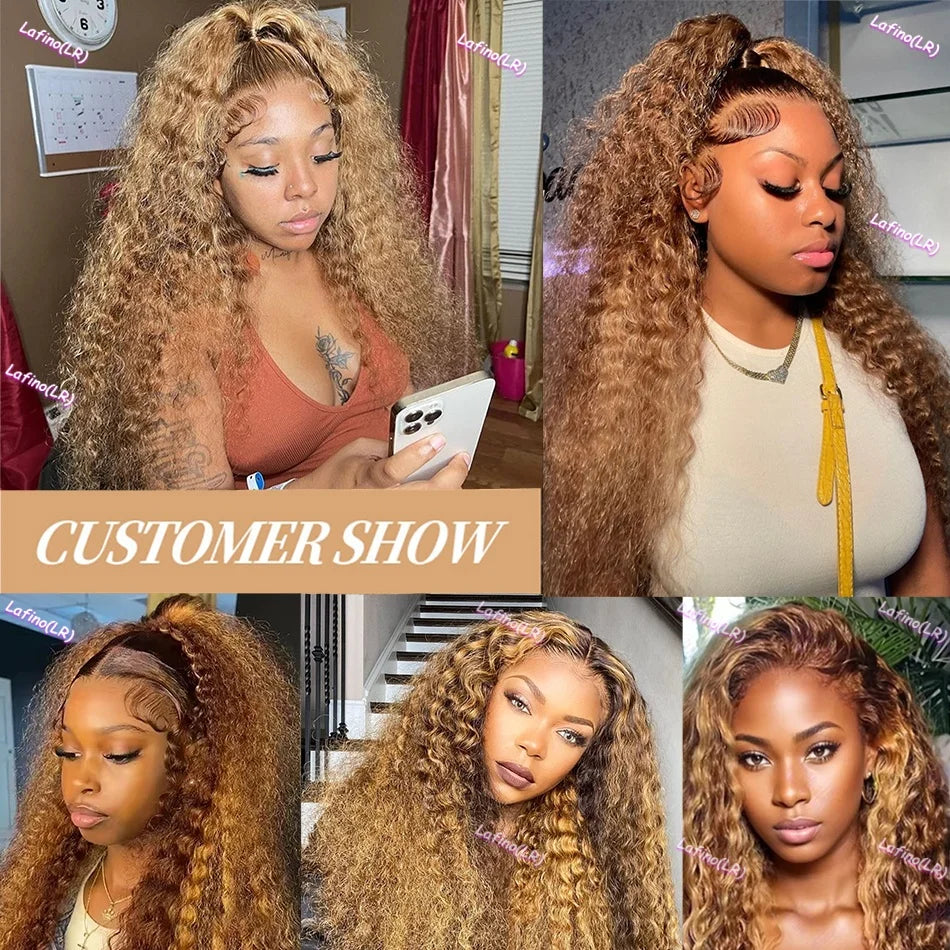 Curly Highlight Human Hair 100% Honey Blonde Loose Deep Wig Mareeyama Moments.