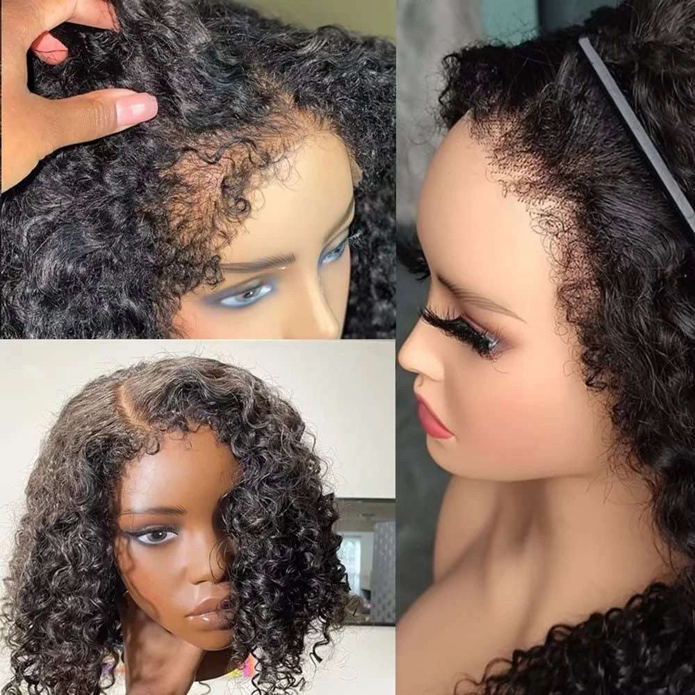 Short Bob Kinky Curly Human Hair Frontal Wig Mareeyama Moments.