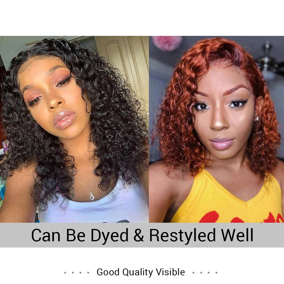 Glueless Wigs Short Bob Wigs Kiny Curly Lace Front Human Hair Wigs 13x4 Mareeyama Moments.