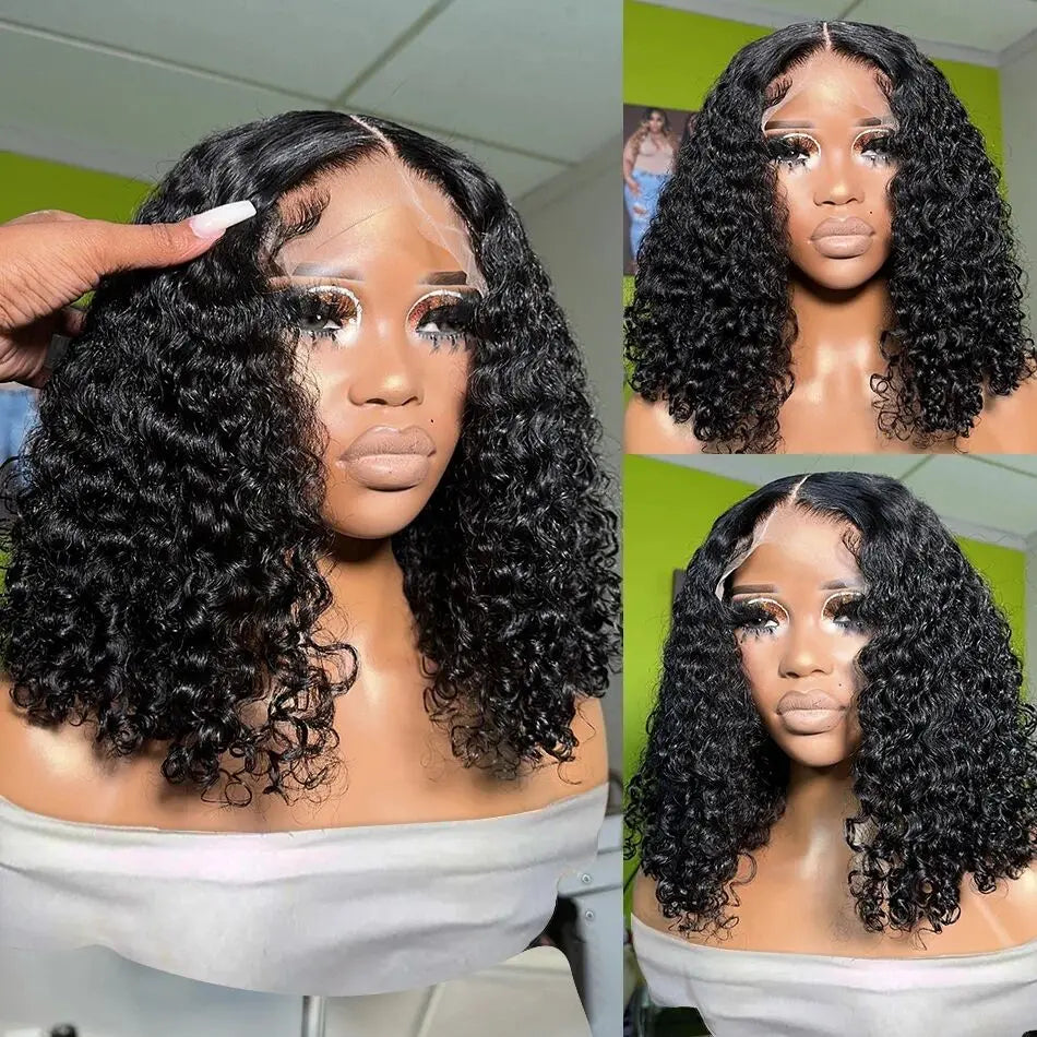 Glueless Wigs Short Bob Wigs Kiny Curly Lace Front Human Hair Wigs 13x4 Mareeyama Moments.