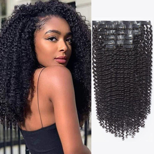 Kinky Curly Seamless Clip Ins Hair Extensions