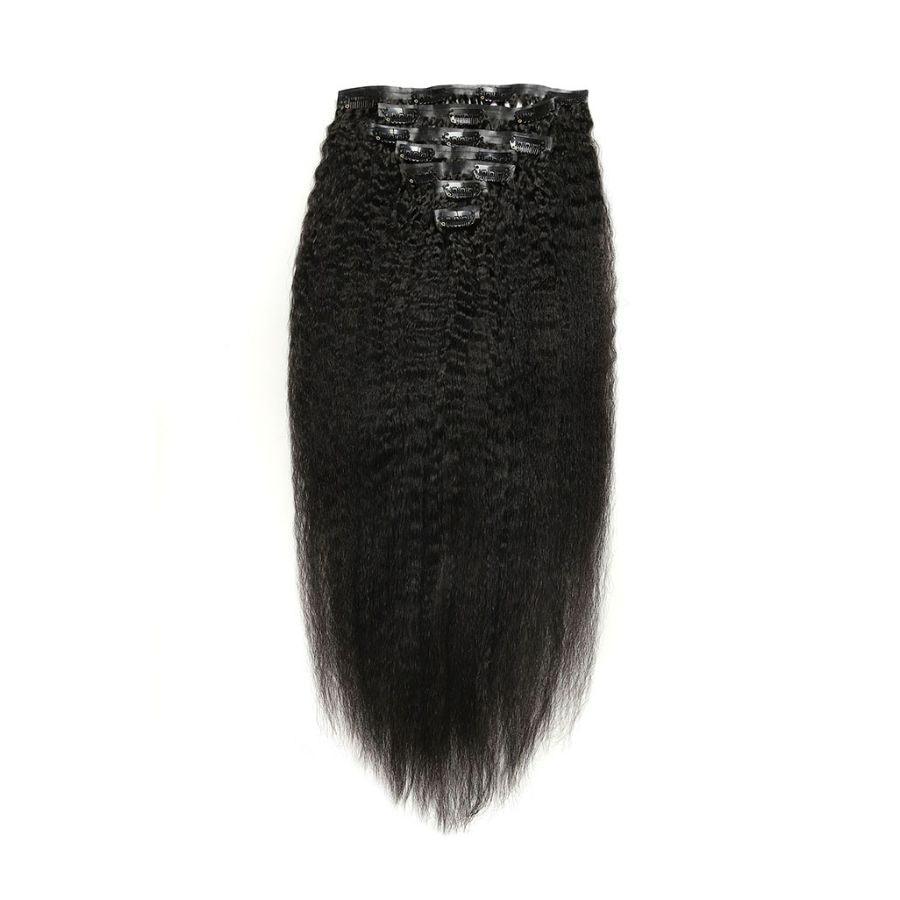 Kinky Straight Seamless Clip Ins Hair Extensions